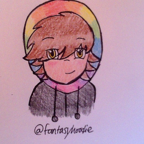 And my art trade with @fantasyhoodie :D Hope you like it, I wanted to give him eyes lol