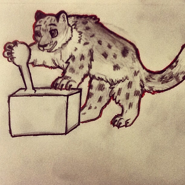 I'm going to the zoo tomorrow!! I think it's really cool how they have toys designed to stimulate situations in the wild for the animals :3 #LAZoo #SnowLeopard