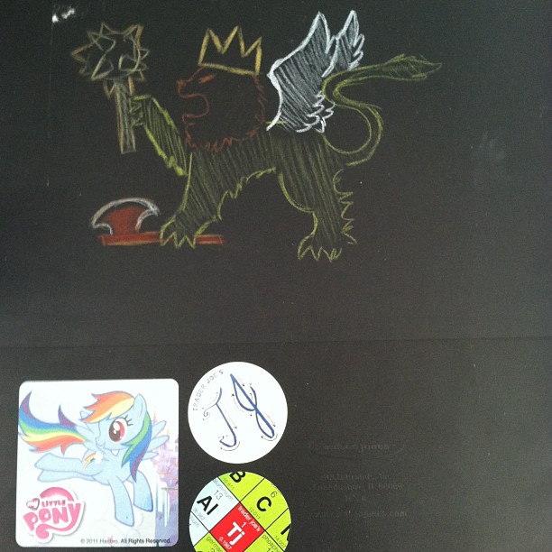I don't have any real art to post, band camp has taken up the majority of my normal Arting schedule :/ Here is the I side of my band folder tho, with my stickers and crest thingy from 7th grade. And now I am off to band camp once more! :D