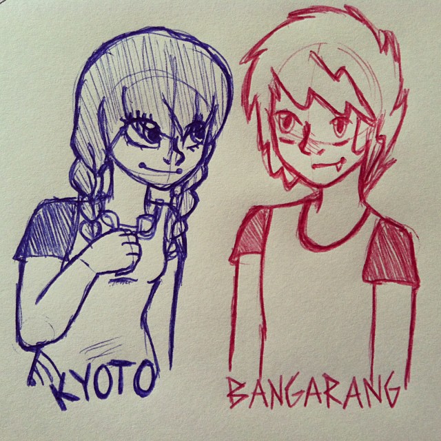 Bro and sis :) I don't think I've posted a pic of Bangarang's human form, so yeah. He has lighting bolt bangs :)))