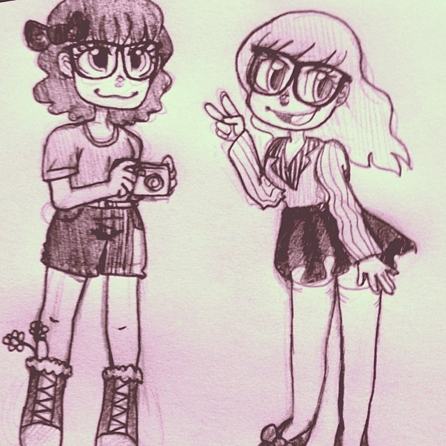 Well I was gonna go over these in pen and color them but oops, pencil.Outfits for my adorable and stylish friends Asha and Merita.